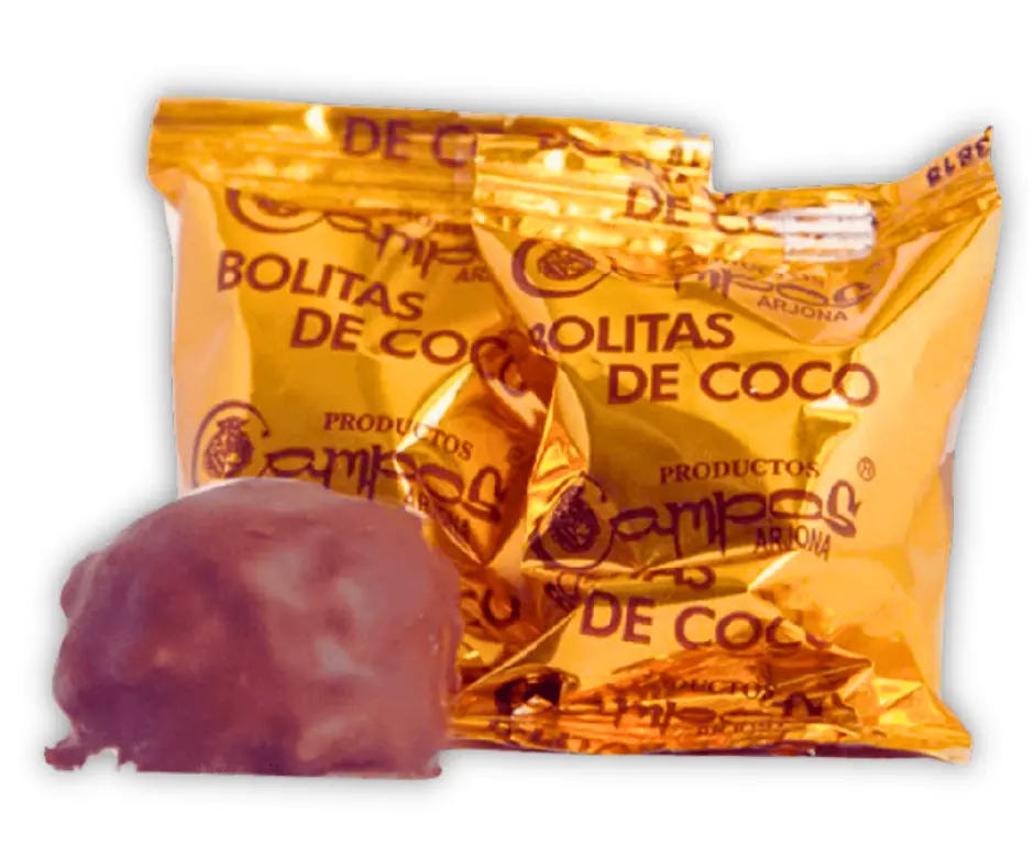 Bolitas de coco envueltas a máquina